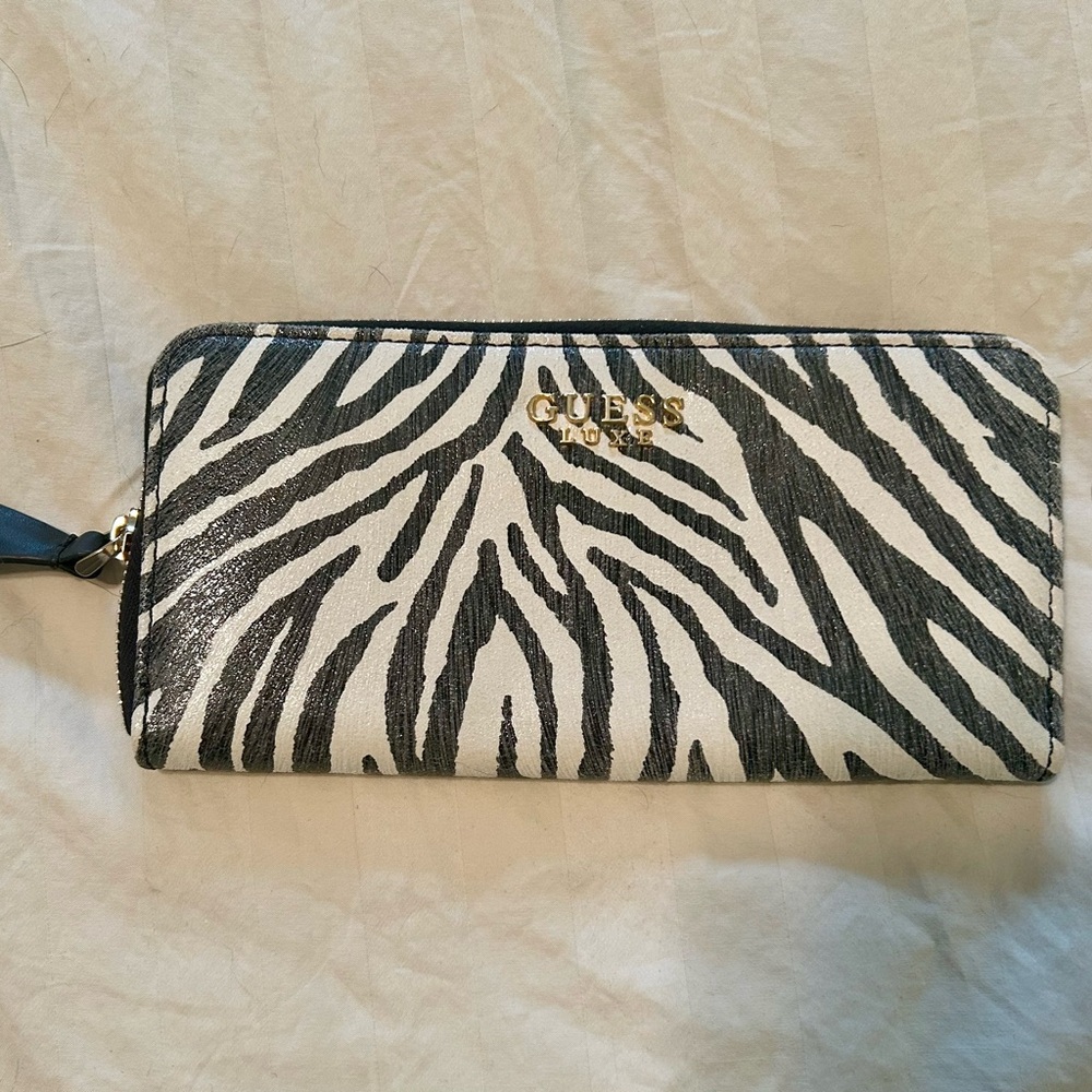 Guess Black and White Zebra Pattern leather Wallet